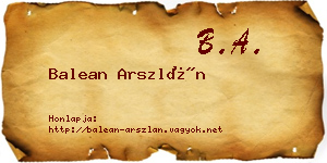 Balean Arszlán névjegykártya